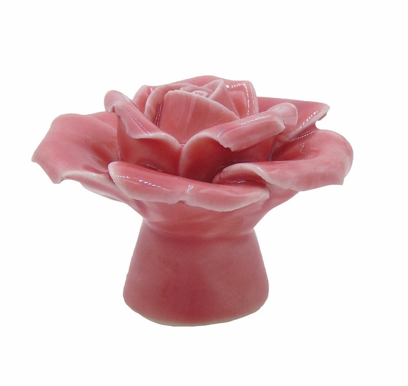 Tecrio 2pcs-Pack Ceramic Vintage Floral Rose Dresser Closet Kitchen Cupboard Deawer Knobs Handle Decor Pulls w/Screws (Pink) - Image 4